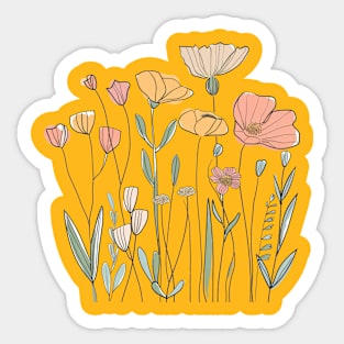 Hand drawn assortment of colorful wildflowers Sticker